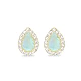 CARISSIMA Women's 9ct Yellow Gold 8.8mm x 6.7mm Teardrop Halo Opal with CZ Stud Earrings