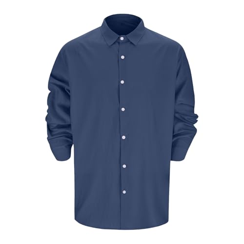 Camisa Casual de Manga Larga Camisas Hombre Manga Larga Verano Camisa Hombre Manga Larga Verano Antiarrugas Camisas Hombre Estampadas Algodon 0A-Azul,M