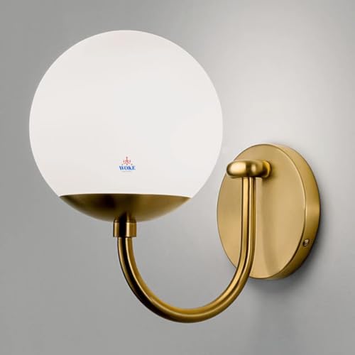 Image of WOKE U Shape Wall Lights for Living Room Modern Brass Antique Finished Frosted White Glass Modern Round Globe Shape Sconces E27 Holder LED Decorative Wall Lamp (Bulb not Included) 78953