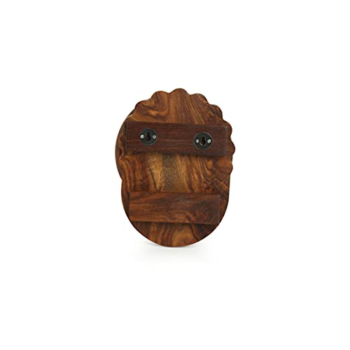 Image of ExclusiveLane 'The Dancing Peacock' Hand Carved Wooden Towel Holder for Kitchen in Sheesham Wood - Hand Towel Stand Hand Towel Holder for Bathroom Wall Mounted Towel Hangers for Bedroom Wash Basin