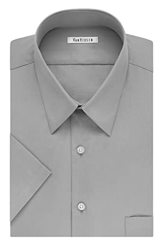 Image of Van Heusen Men's BIG FIT Short Sleeve Dress Shirts Poplin Solid (Big and Tall)