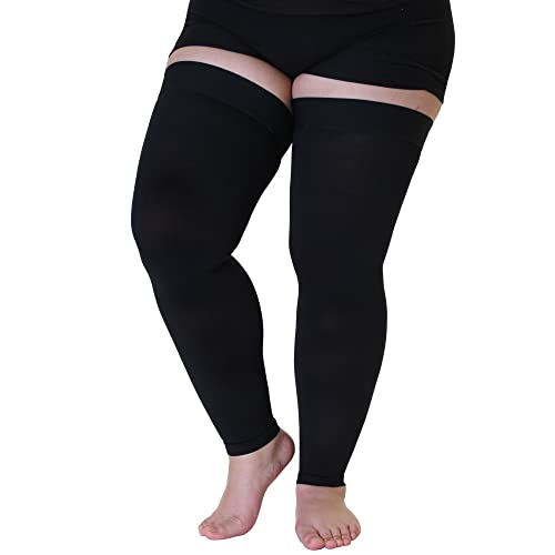 4Xl Mojo Compression Stockings For Circulation 20-30Mmhg- Thigh-Hi Leg Sleeve With Grip Top - Wide Thigh Plus Size Black 4X-Large A609Bl7 #TOP3