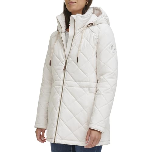 Tommy Hilfiger Women's Hooded Diamond Quilt Adjustable Waist Quilted Coat3