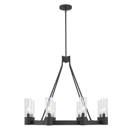 ML Lighting Evandrel 32" Wide 8-Light Chandelier, Matte Black with Clear Glass (Bulb Not Included) by ML Lighting - Used condition - Image 2