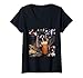 Women's Racoon Drinking Iced Coffee Lover Rock Hand Sign Meme Funny V-Neck T-Shirt