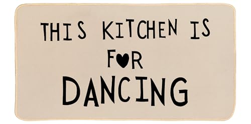 ETYZE Funny Welcome Doormat Kitchen Mats, This Kitchen is for Dancing Indoor Non-Slip Rubber Doormat, for Friends Mom Dad Wife, 30 x 16 Inch, 15.7*29.5inches, White, 017zz