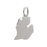 Michigan State Charm - Sterling Silver 925. Midwest Great Lakes Detroit Tiny - Jewelry Making DIY Crafting Charm Beads for Bracelets