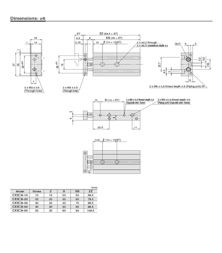 Cylindre pneumatique à double tige CXSM6-50 avec aimant intégré - 6