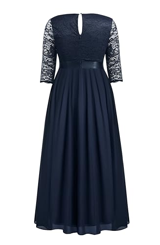Image of Pinup Fashion Wedding Dresses for Bride Plus Size - Formal Evening Gown Wrap Neck Lace Chiffon Long Dress