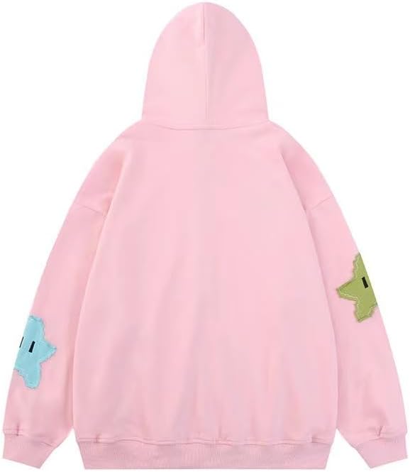 Miniatura 4 de Sudaderas con capucha y cremallera para mujer, diseño de estrellas Y2K, chaqueta vintage Harajuku, sudaderas holgadas, ropa de manga larga