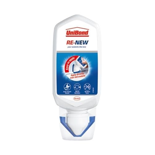 UHR Re-New Sealant, White Silicone Seal-a-n-t for Bathroom & Kitchen, Mould-Resistant, Auto-Smooth Nozzle, Apply Over Old Seal, No Tools Needed, Fast & Easy Seal Renewal, 200g