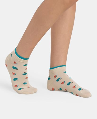 Jockey 7480 Women's Compact Cotton Stretch Low Show Socks with StayFresh Treatment (Pack of 2)_Peacoat & Oat Meal_FREE SIZE - Image 3 thumbnail