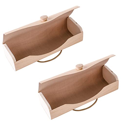 UMMEI 2Pcs Personnalisé Boîte Bois Dur Étui À Vintage Lunettes De Soleil,Hommes Lunettes De Soleil Portable Étui Pochette Rangement,Natural,16.5 * 4 * 6cm