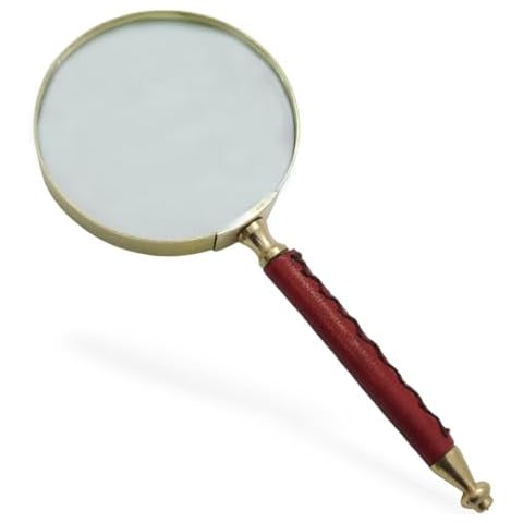 MERIDIAN NAUTICALS- Antique Brass Handmade Magnifying Glass with Leather Grip Edition 10x Magnifying Glass Lens, Antique Magnifier, Reading, Inspection, Coin & Stamp, Astrologer. Cover