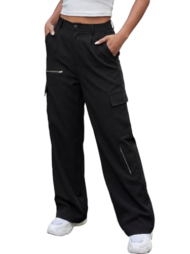 Image of GRECIILOOKS Cargo Pants For Woman | Trousers For Womans |High Waist Trouser for Women - Flared Parachute Pants with Side Pockets |Womens Cargo Pant | Elegant for College & Events (Available in Plus Size)