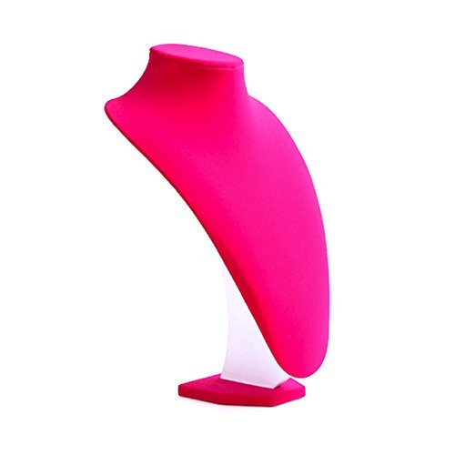 9 inches Deep Pink Velvet Jewelry Girls Women Necklace Holder Stand Accessories Chain Holder Mannequin Bust Displays Valentine's Day Home Shop Event