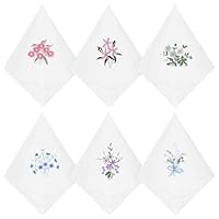 Apausvcm 6 Stück Stofftaschentücher Damen,Florales Spitzen-Taschentuch,Vintage-Blumen-Taschentuch,Bestickte Taschentücher,Weiße Taschentücher Baumwolle,für Braut Bräutigam Hochzeitstag Geschenk
