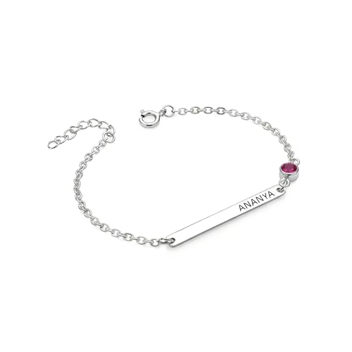 Image of TRUESILVER ACPL 925 Sterling Silver Personalised Bracelet for Women | Customized Name Bracelet Gift for Wedding Anniversary Birthday