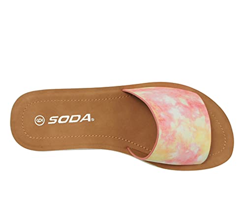 Image of Soda Shoes Efron-S Women Flip Flops Basic Plain Slippers Slip On Sandals Slides Casual Peep Toe Beach