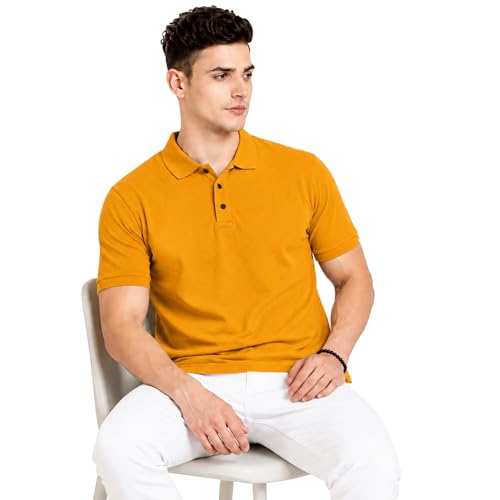 Image of Men's Plain Polo T-Shirt | Cotton Blend Regular Fit Casual Collar T-Shirt