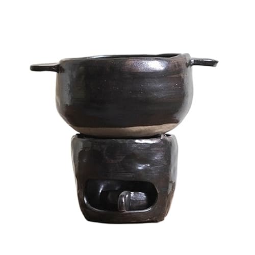Vnook Horno Calentador de estofado, cazuela de cerámica doméstica, Horno Calentador de cerámica, Olla de Barro, con Base de Estufa Que almacena el Calor, for cocinar Sopa en la Cocina(Black)