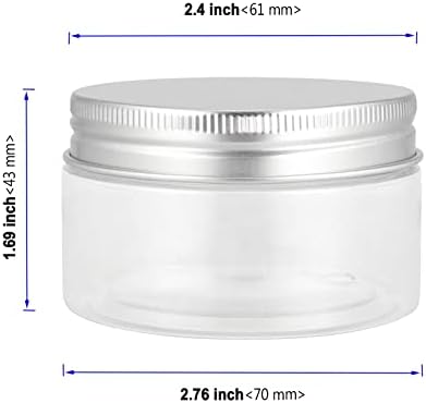 KOHAND 32 Pack 100 ML Plastic Jars with Aluminum Lids, Clear Plastic Wide Mouth Storage Jars, Empty Round Slime Containers for DIY Crafts, Beads, Glitter, Food, Snacks, Spice