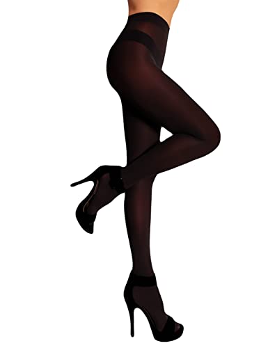 Image of Mila Marutti Women's Tights Semi Opaque Pantyhose Microfiber Nylons 28 Colors (3XL, Black)