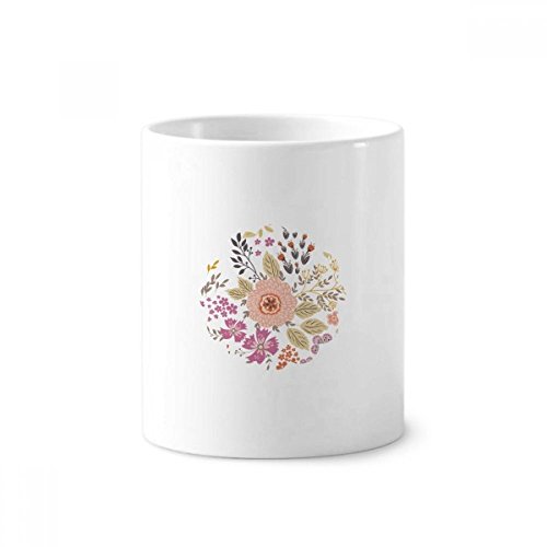 Pot en céramique fleur blanche pour organiser brosses à dents et crayons sur bureau