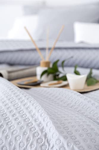 Miniatura 6 de Todocama Colcha Boutí Fina Con Diseño Piqué, Para Primavera, Verano, Otoño E Invierno. 100 Microfibra Extra Suave. Colcha Cubre Cama Multiusos. Cama 140 150 160-250x260cm Gris Claro
