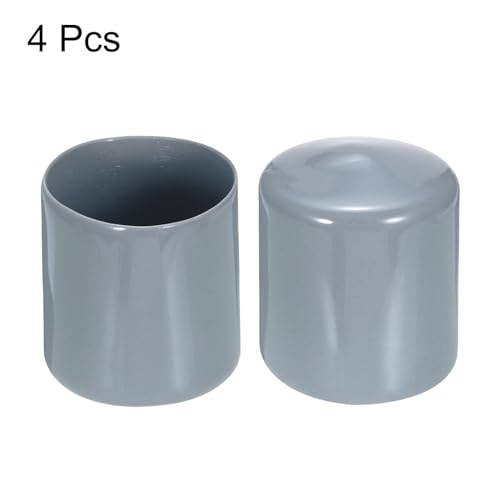 Image of uxcell 4pcs Rubber End Caps 40mm ID Vinyl Round Tube Bolt Cap Cover Screw Thread Protectors Grey, 40mm Height