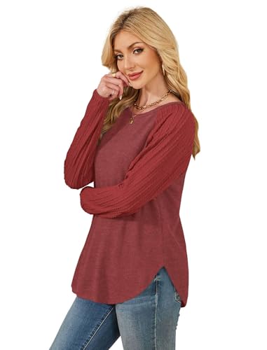 Image of SAMPEEL Sweatshirt for Women Long Sleeve Shirts Crewneck Sweaters Fall Fashion Outfits 2025 Trendy Tunic Tops Plus Size