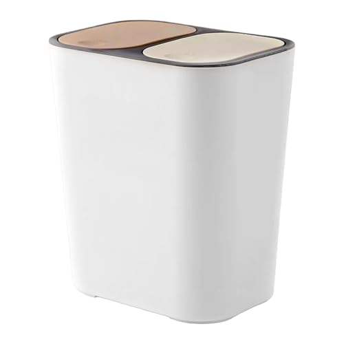 Double Garbage Can - Cubo de basura de cocina, compartimiento contenedor de basura | 18l organizador de tapa de botón de empuje para separación húmeda en camping patio patio patio jardín baño exterior