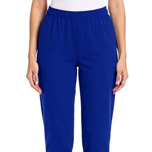 Image of Scrub Pants for Women Drawstring Waist with Straight Leg High Waisted Solid Color Soft Breathable Pants with Pockets