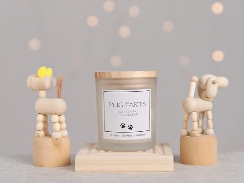 Pug Gifts & Decor, Dog Mom Gifts for Women, Dog Farts Candle, Pet Friendly Lavender Scented Candle