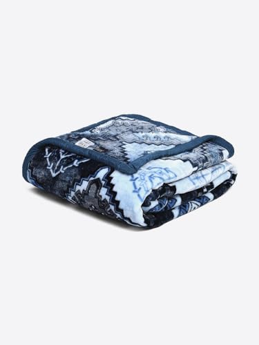 Image of Monte Carlo Unisex Denny PVC Double Bed No Reversible 1 Ply 600 GSM | 3 KG Heavy Winter Blanket (160 X 220) (220 X 240) (Blue)