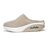 JOMIX Buty ortopedyczne damskie, buty zdrowotne, sandały letnie, miękki obcas klinkowy, buty na hallux valgus z zapięciem na rzepy, antypoślizgowe kapcie, beżowy, 42 EU