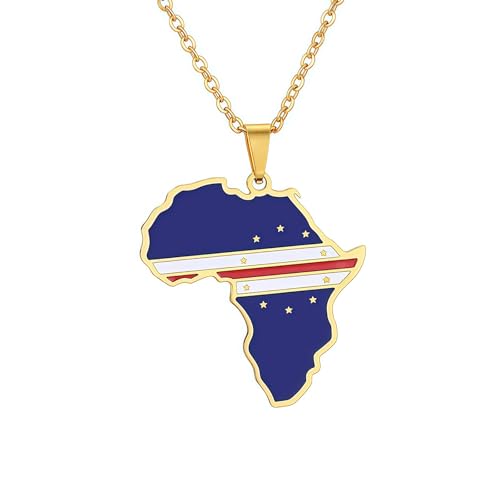 Générique Collier Carte du Cap-Vert pour Femme/Homme - Pendentif Carte Africaine en Acier Inoxydable - Bijou Cadeau