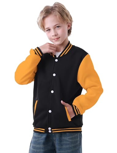 Kids Boys Varsity Jacket Baseball Jacket Casual Sport Cardigan Sweatshirt Youth 2-13 Year2