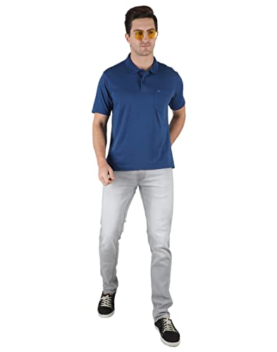 Image of Monte Carlo Mens S.Blue Plain Collar T-Shirt |22203401-167