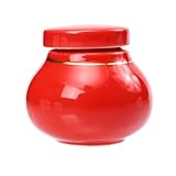 BAZEITFLOW Pot de Conservation en Céramique Hermétique pour Poudre et Médecine Chinoise, Pot à Poudre de Parfum Couvercle à Vis Rouge, Bocaux Rangement la Cuisine Multifonctionnels, Étanches
