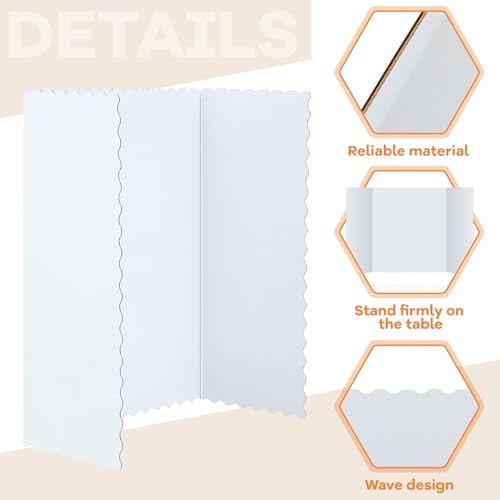 Image of Henoyso 8 Pcs 22 x 38 Inch White Tri Fold Poster Board Bulk for Display | Science Fair Project, Classroom Display Paperboard, Single Wall Build, Lightweight Presentation Board, 3 Panels