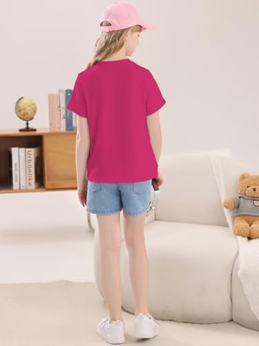 Image of Girls Summer Short Sleeve T Shirts Kids Basic Tees Crewneck Tops 5-14 Years