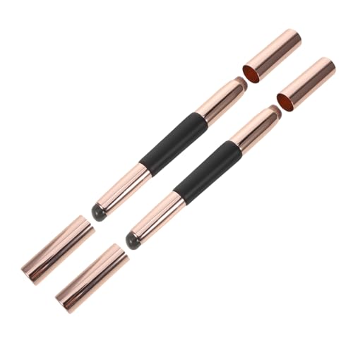 Pinceles de silicona doble punta (2 uds) con tapa retráctil para labios y corrector portátil