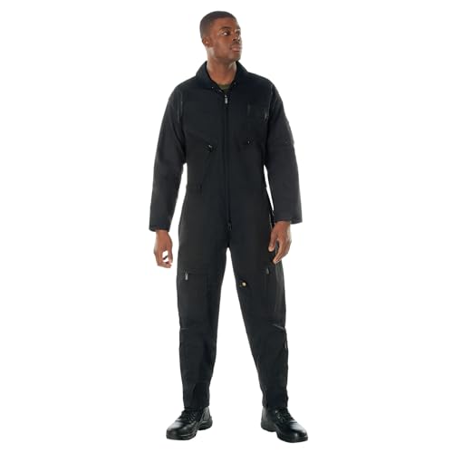 Rothco Flightsuit – Mens Pilot Coveralls – Costume Cosplay Jumpsuit, Black - XL