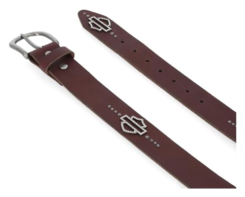 Harley-Davidson Women's Open Bar & Shield Quad Stud Genuine Leather Belt, Brown3