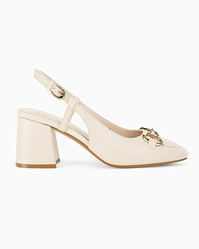 Image of Womens Slingback Block Heels Closed Square Toe Dress Work Shoes Slip on Buckle Strap Business Pumps