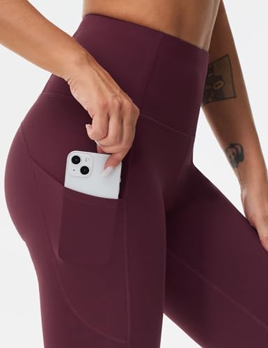 Image of THE GYM PEOPLE Thick High Waist Yoga Pants with Pockets, Tummy Control Workout Running Yoga Leggings for Women