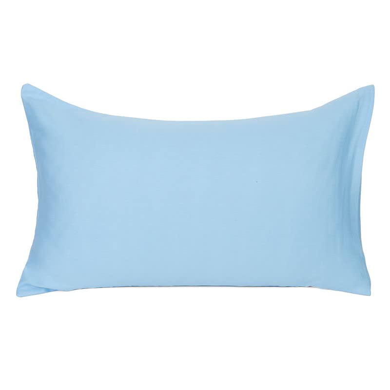 Image of Naksh Coastal Retreat Collection Cotton 210 TC Plain Pillow Covers Set of 2, Sky Blue Pillow Cover|Sleep Pillow Covers (18 in x 27 in)|Soft Pillows Covers Cotton for Big Pillows