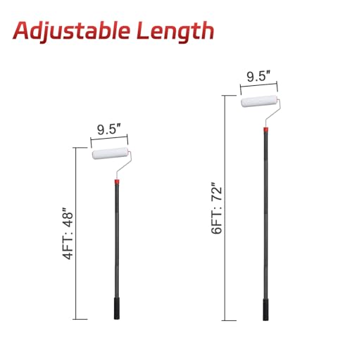 Paint Roller Brush Kit, 6 FT Paint Roller Extension Poles Multi-Function Paint Roller Kit with Brush Stainless Steel Poles Splicing Rod House Mural Brush for Walls and Ceiling