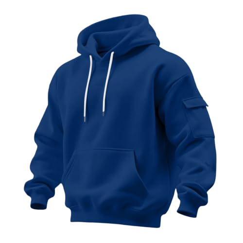Ssuyeuri Mens Lightweight Oversized Hoodies Sweatshirts with Pocket Blue - image 4